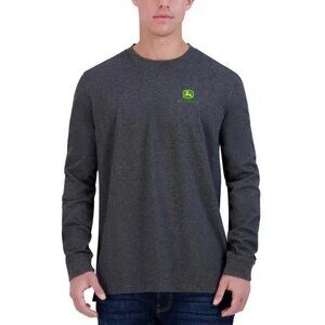 John Deere Men's M Gray Long Sleeve T-Shirt Medium Logo  G1902